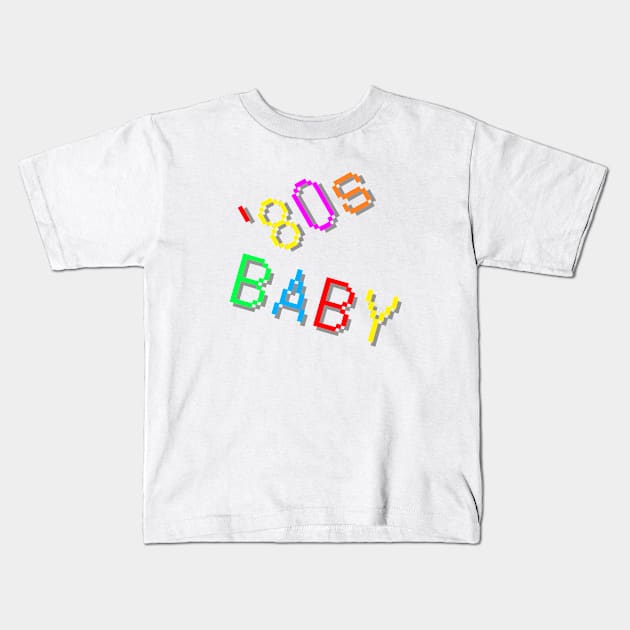 '80s Baby. Colorful Retro Design. (White Background) Kids T-Shirt by Art By LM Designs 